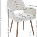 KCC Furry Desk Chair, Mid-Century Modern Accent Comfy Armchair with Faux Fur for Teen Girls, Wood Look Metal Legs Living Dining Room, Home Vanity Makeup Office No Wheel, White., 1 Pc