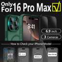 YFEMLAZ Magnetic for iPhone 16 Pro Max Case,with Screen Protectors X2,Full Camera Protection,Compatible with MagSafe,Translucent Matte,Anti-FingerprintShockproof Protective Phone Case,6.9",Green