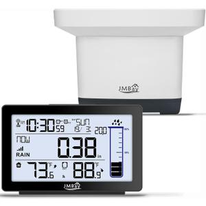 Wireless Rain Gauge Outdoor, Digital Rain Gauge Outdoors Best Rated with Thermometer,Accurate Self-Emptying Rain Measure Gauge for Garden,Remote Electronic Rain Meter,Freeze Proof Rainfall Measurer