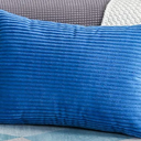 Juspurbet  Velvet Striped Corduroy Decorative Throw Pillow Covers, Lumbar Pillow Covers - (13"x19" 1 Piece,A05 Blue)