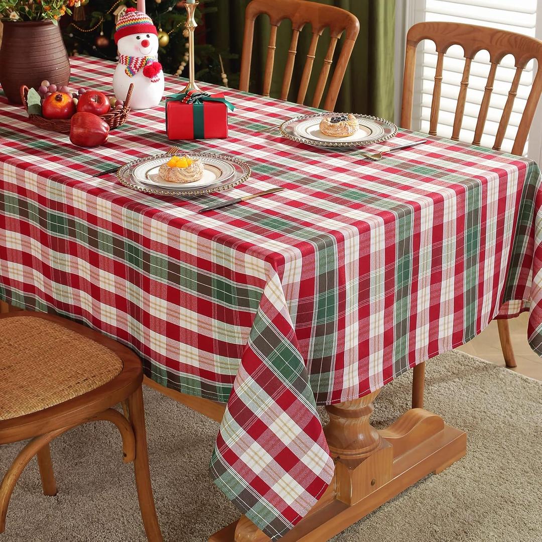 B-COOL Checkered Tablecloth Fabric Christmas Decorations - Rectangle 57x84 Inches Classic Gingham Buffalo Plaid Table Cloth for Indoor Outdoor Use Washable Table Cover for Kitchen BBQs Parties