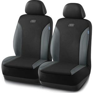 Skechers Car Seat Covers, Work Leather Seat Covers 5-Times Stronger Built-in Webbing, Oxford Fabric Front Seat Covers, Airbag Compatible, Automotive Comfort for Cars, Trucks, SUVs,Grey
