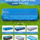 Reinmoson Rectangle Pool Covers for Above Ground Pools Fits 12 x 7 to 15 x 8 Pools, Rectangular Inflatable Pool Cover with Elastic Edge & Integrated Drawstring for Bestway/Intex/Coleman Pool