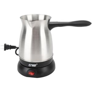 Electric Turkish Coffee Maker, Stainless Steel Turkey Coffee Pot Arabic Greek Coffee, 600ml 600W Coffee Tea Milk Heating Kettle, Removable Anti Scald Handle, 5-6 Cups