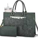 LOVEVOOK Laptop Tote Bag for Women, Office Work Bag Briefcase fit for 15.6 inch Laptop, Large Capacity Teacher Bag Handbag (Retro Embossed Green)
