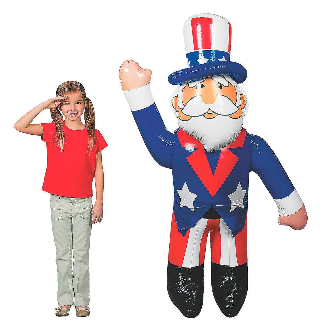 Fun Express 64" Jumbo Inflatable Uncle Sam - Giant 5+ Foot Patriotic Outdoor Decoration for 4th of July, Memorial Day & USA Themed Events | Durable Vinyl Construction with Easy Setup