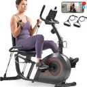Sunny Health & Fitness Smart Heavy-Duty Recumbent Bike w/Wide Cushioned Seat & Back, Indoor Cycling Machine for Adult/Seniors Home Exercise, Free SunnyFit App Connect, Optional Workout Training Bands