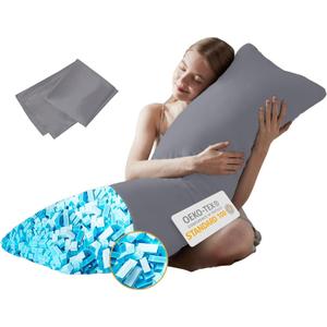 DOWNCOOL Memory Foam Body Pillow Insert with Fiber Cover - Large Full Body Pillows for Adults - Soft Long Bed Pillows for Side Sleepers - 20x54 inch (Grey, with Cover)