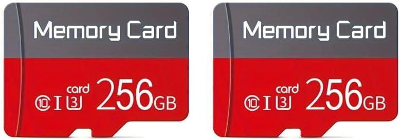 2 Pack TF Card 256GB with Adapter, High Speed Memory Card, UHS-I C10 A1 Memory TF Card for Tablet/Mobile Phone/Camera/Car Audio/Game Console (Red 2PACK 256GB)