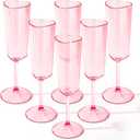 6 Pcs Valentines Day Heart Shaped Champagne Flutes 6 oz Pink Acrylic Champagne Glasses for Wedding Galentines Bachelorette Birthday Party Supply Heart Shaped Wine Cups Pink Cocktail Glasses