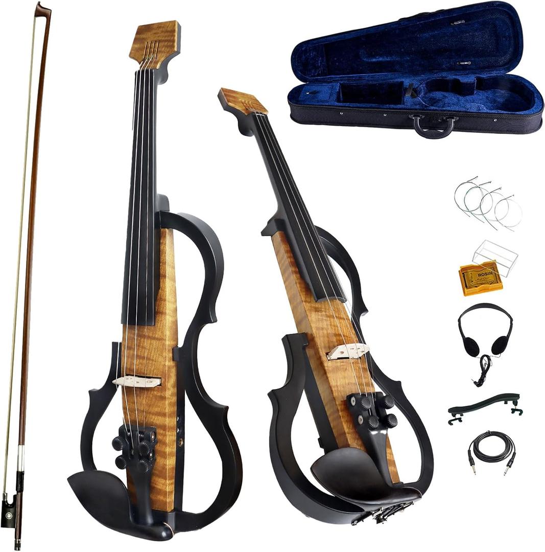 Premium Carbon Fiber Electric Violin Full Size 4/4,Professional Silent Electric Violins for Adults,Teens,Electric Fiddle with Pro Pick Up-ZNDS-2311