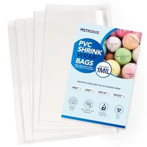 Metronic Shrink Wrap Bags 14x20 Inches 100Pcs, Clear PVC Heat Shrink Wrap Bags for Packagaing Gift Basket,Shoes,Jars and Homemade DIY Projects