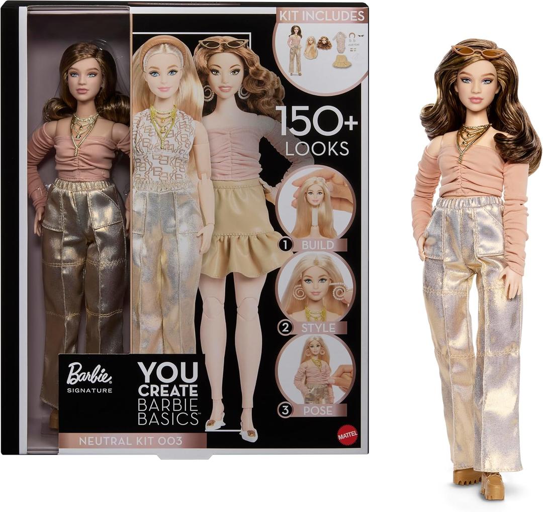 Barbie Basics You Create Neutral Kit 003 with Customizable Fashion Doll & Universal-fit Clothing, Posable Body & Swappable Doll Head