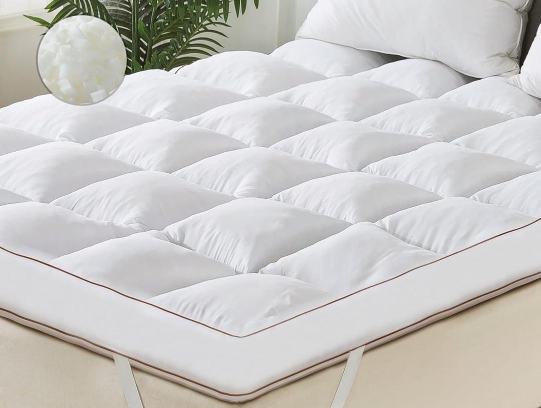 WhatsBedding 3 Inch Memory Foam Mattress Topper King Size, Supportive Fluffy Shredded Memory Foam Filled Pillow Top, Extra Soft Bed Topper for Back Pain Relief, 78x80x3 Inch