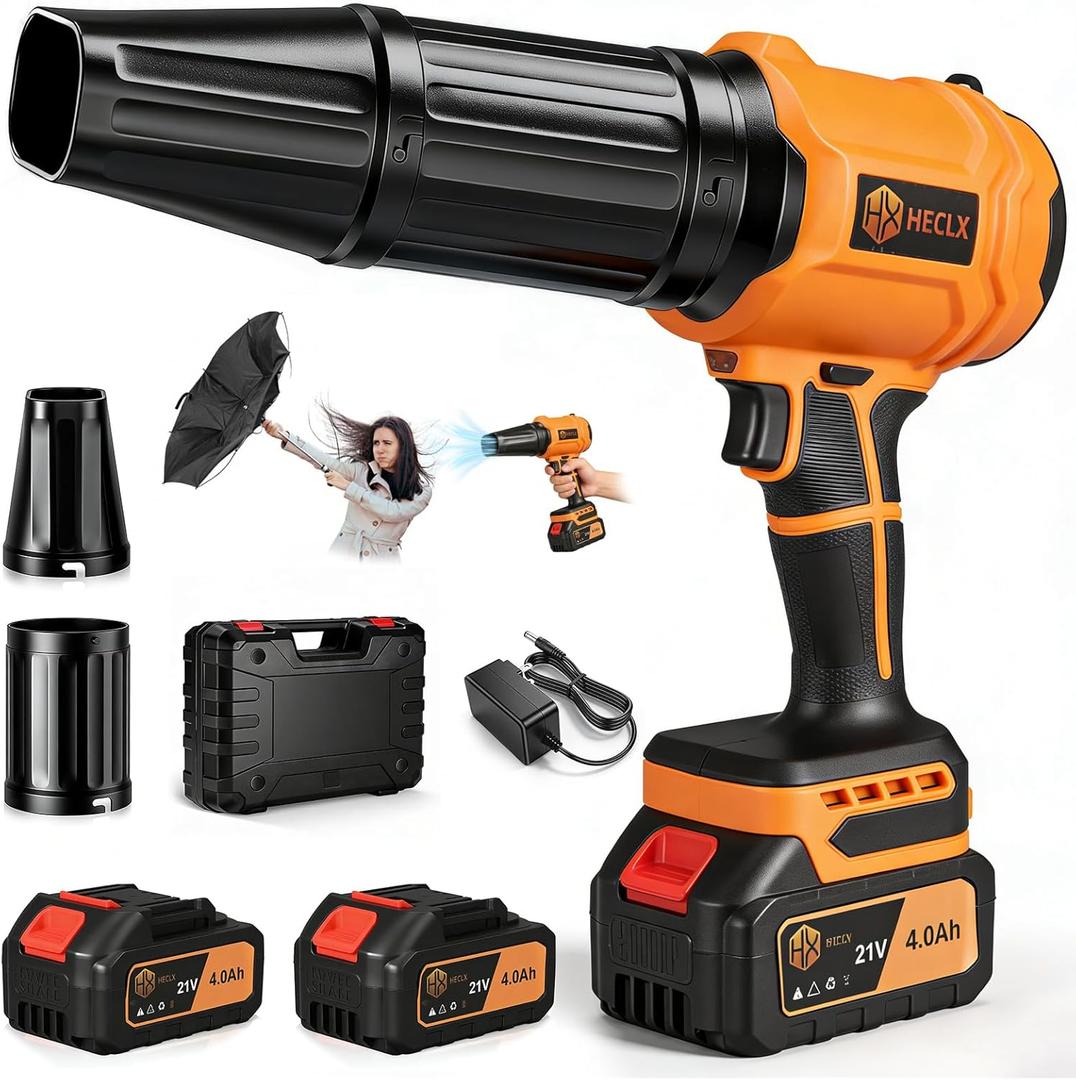 Leaf Blower Cordless, Handheld Leaf Blower with Battery and Charger, Handheld Leaves Blower Dryer Air Blowers for Patio Cleaning (Orange)