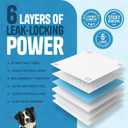 Bulldogology 50-Count Dog Puppy Pads (24x24) Large Pee Pads for Dogs - 6 Layer Pet Training Pads, Super Absorbent Puppy Pads with Adhesive Tabs for Small to Large Dogs