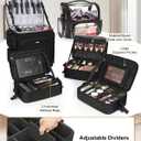 Relavel Rolling Makeup Case, 4 in 1 Hairstylist Traveling Bag with Clear Makeup Brush Case, Cosmetology Case on Wheels Large Hair Tools Cosmetics Train Case Makeup Artist Storage Organizer Trolley