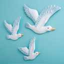 SeaHug Coastal Seagulls Wall Decor-3pcs Resin Nautical Nordic Birds Beach Relax Mediterranean Theme Ornaments-Cute LivingRoom/Bedroom/Cafe/Bar/Hotel Hanging Home Wall Art Decoration (Small)
