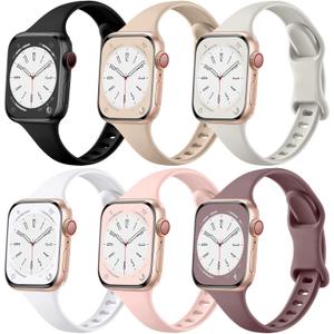 Lerobo Slim Band Compatible with Apple Watch Series 9 Band 42mm 44mm 45mm 40mm 38mm 41mm 46mm 49mm Women Men,Soft Narrow Thin Silicone Sport Replacement for iWatch Bands Ultra SE 10 8 7 6 5 4 3 2 1 (Black/ Nude/ Starlight/ White/ Sand Pink/ Smoke Violet)