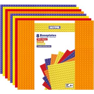8PCS Building Bricks Base Plates, 32x32 Stud Baseplates in 4 Rainbow Color for Building Blocks Creations