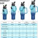 BJPKPK Insulated Water Bottles with Straw Lid, 35oz Metal Water Bottle with 2 lids & Paracord Strap, Double Wall Stainless Steel Tumbler with Handle, Reusable Cups, Mugs, Thermo, Sky