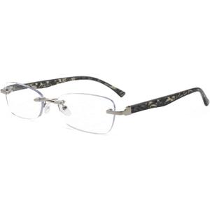 Rimless Reading Glasses for Women, Frameless Lightweight Computer Readers for Women with Spring Hinges/Tinted Edges (Silvery)