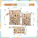 3pcs Cloth Diaper Wet Dry Bags Waterproof Reusable with Two Zippered Pockets Travel Beach Pool Daycare Soiled Baby Items Yoga Gym Bag for Swimsuits or Wet Clothes (PENGUIN)