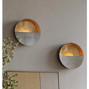 NativeSkins Eclipse Metal Wall Candle Holder Sconce Decoration - Set of Two Handcrafted Decorative Tea Light Wall Sconces for Living Room, Bathroom, Dining Room Gold Tea Candle Holder