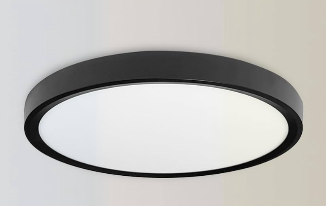 EOSMILE 4Pack 12 Inch LED Flush Mount Ceiling Light, 25W, 3000LM, CRI 95+, 2700K5000K 5CCT & Dimmable, Black Round Surface Flat Panel Light for Hallway, Kitchen, Bedroom, Laundry Room