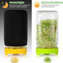 Kitmiido Seed Sprouting Kit, 2 Large Wide Mouth Mason Jars with Sprout Lids, Blackout Sleeves, Drain Tray, Stainless Steel Stand, Sprouts Growing Kit for Bean, Broccoli, Alfalfa (Yellow+Green)