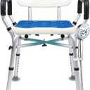Shower Chair for Inside Shower 500lbs - Bariatric Shower Seat with Arms & Back, 6 Height Adjustment & Reinforced Crossbars for Elderly/Disabled Adults, Blue