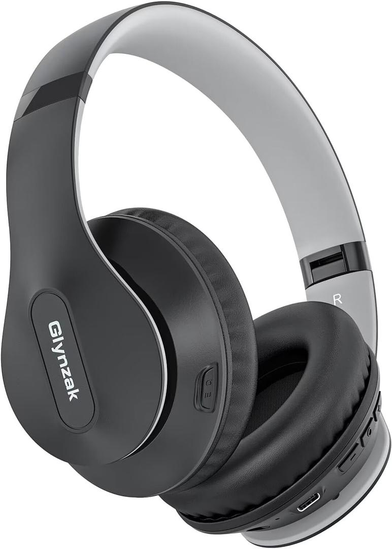 Wireless Bluetooth Headphones Over Ear, 65H Playtime HiFi Stereo Headset with Microphone and 6EQ Modes Foldable V5.3 Bluetooth Wireless Headphones for Travel Computer Laptop (Grey)