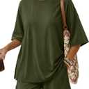 Trendy Queen 2 Piece Summer Set Oversized Top & Loose Fit Shorts with Pockets, Small