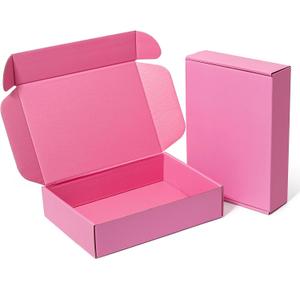 Timirog Pink Shipping Boxes 9x6.5x2 Inches 25 Pack- Corrugated Cardboard Mailing Box for Small Business, Tab Locking Literature Mailer for Packing Jewelry Ornament Gift Craft Packaging Supplier