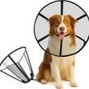 Lainergie Adjustable Soft Dog Cone Collar for After Surgery Recovery, Comfortable Pet Recovery Protective Collar for Medium Large Dogs, Elizabethan Dog Neck Collar (L, Black)
