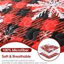 JSD Christmas Quilt Set King Size, Red Buffalo Plaid Snowflakes Bedspreads, 3 Piece Microfiber Coverlet Quilted Blanket with Pillow Shams