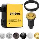 Garbage Disposal Air Switch Kit Sink Top Waste Disposal Long Stainless Steel Golden Brushed On/Off Air Button Food and Waste Disposals Part by Briidea, UL Listed