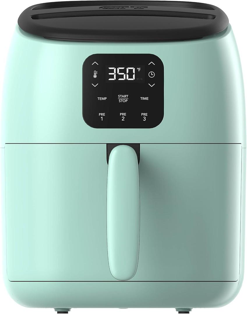 DASH Tasti-Crisp Electric Air Fryer Oven, 2.6 Qt., Aqua  Compact Air Fryer for Healthier Food in Minutes, Ideal for Small Spaces - Auto Shut Off, Digital, 1000-Watt