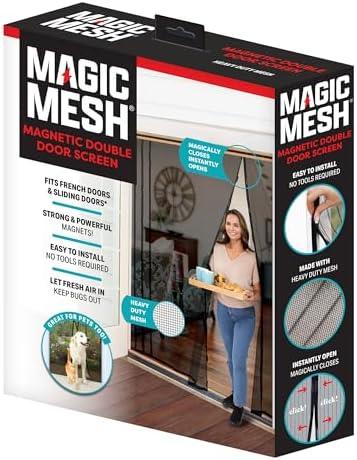 Magic Mesh Double Door | Magnetic Screen Door for Patio, French & Sliding Doors, Heavy Duty Magnetic Closure, Bug Screen for Doorways, Kid & Pet Friendly | Size 75"W x 83"H (Pack of 1)
