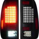 LED Tail Lights Pair Fit for Ford F150 1997-2003 and F150 Heritage 2004, for F250 F350 Super Duty 1999-2007 (Fit Fleetside Models), Rear Brake Lamp Taillights Assembly, Chrome Housing Smoked Lens