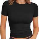 GAYHAY Shirts for Women - Slim Fit Short Sleeve Crop Top Crew Neck Casual Basic Tees Spring Summer Fashion Clothing 2026 (M)