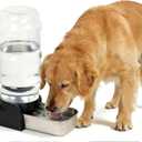 PAKEWAY Large Capacity Gravity Water Dispenser for Dogs, 2.3 Gallon Stainless Steel Pet Water Bowl for Medium & Large Pets, Low Refill Automatic Waterer with Filters (Silver)