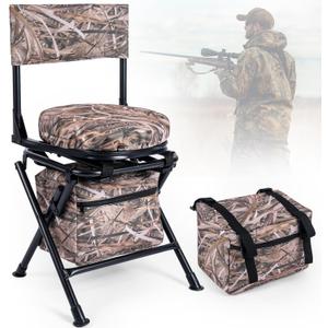 360 Degree Swivel Hunting Chair for Ground Blinds, Folding Hunting Seat, Fishing Chair, Lightweight, Portable, 15 inches x 15 inches x 32 inches