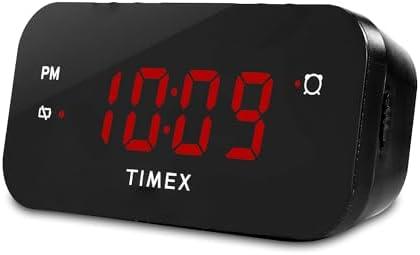 Timex Alarm Clock with Large Display, Digital Alarm Clock for Bedroom Includes 120V Universal Power Adapter (T1120B - Black)