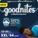 Goodnites Boys' Nighttime Underwear, Size XXL (120-165 lbs), 54 Ct, Packaging May Vary