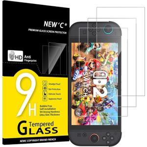 NEW'C 3 Pack Designed for Nintendo Switch 2 Screen Protector Tempered Glass, Case Friendly Scratch Resistant,Bubble-Free, Ultra Resistant (Transparent)