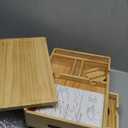 Couch Armrest Table with Removable Multi-Scene Wooden Tray, 13.78"x9.84" Pine Wood Sofa Arm Tray Clip on Arm Rest Table for Couch with 2 Cup Holders 2 Drawers 1 Phone Holder for Eating and Drinking