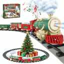 Electric Train Set for Kids Ages 4-8 with Real Steam, Lights and Sounds, Complete Toy Train Set with Cars and Tracks, Easy Snap-Together Assembly, Christmas and Year-Round Gift for Children