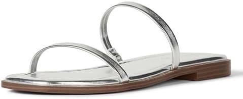 The Drop Women's Paris Square Toe Two Strap Flat Sandal, 7