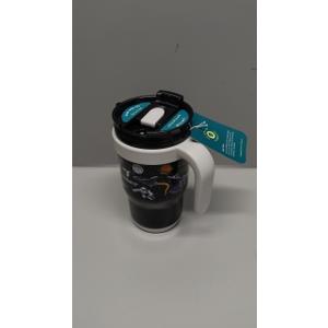 REDUCE 14 Oz Coldee Kids Tumbler with Lid and Straw - Coldee Insulated Travel Mug - Spill-Proof, Sweatproof Stainless Steel, BPA-Free - Includes Handle, Reusable Silicone Straw - Galaxy
